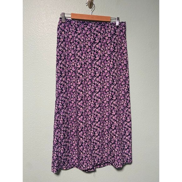 Vintage Maggie Women's Purple Floral Midi Plus Size Skirt Size 1x - Picture 1 of 7